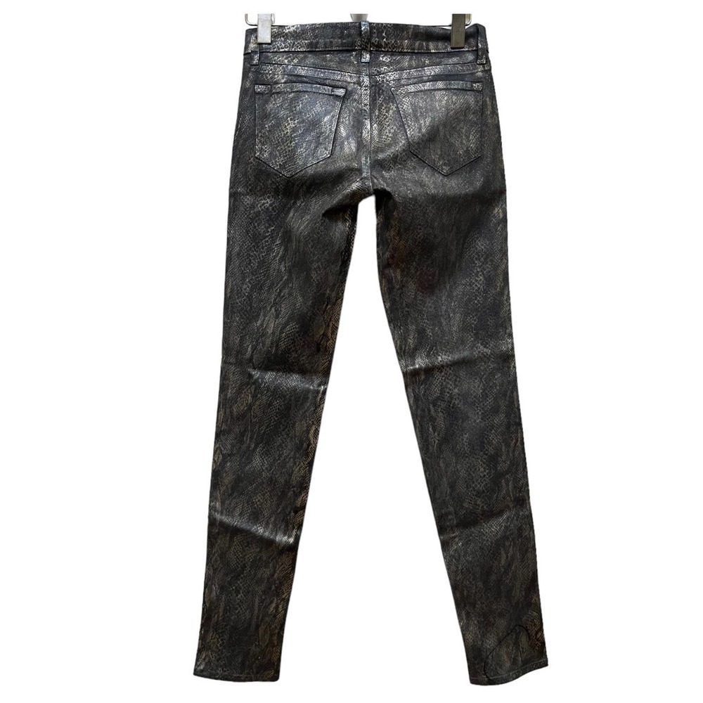 J. Brand Black Golden Snakeskin Coated Legging Jean Size 26 Edgy Club Night Life - Picture 6 of 12